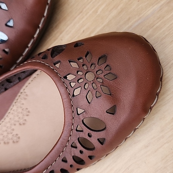 Lobo Solo Brown Padded Laser Cut Design Leather Women's Loafers Size 23.5 / US 6 - Picture 11 of 11